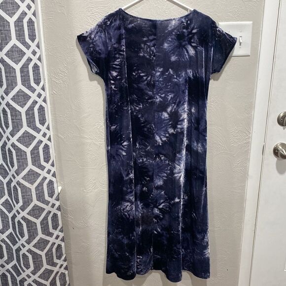 J Jill Pure Jill Tie-Dyed Velvet Maxi Dress Blue Size Small - Picture 6 of 7